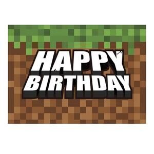 Large Minecraft Party Backdrop Photo Background Decoration 70x43” NEW